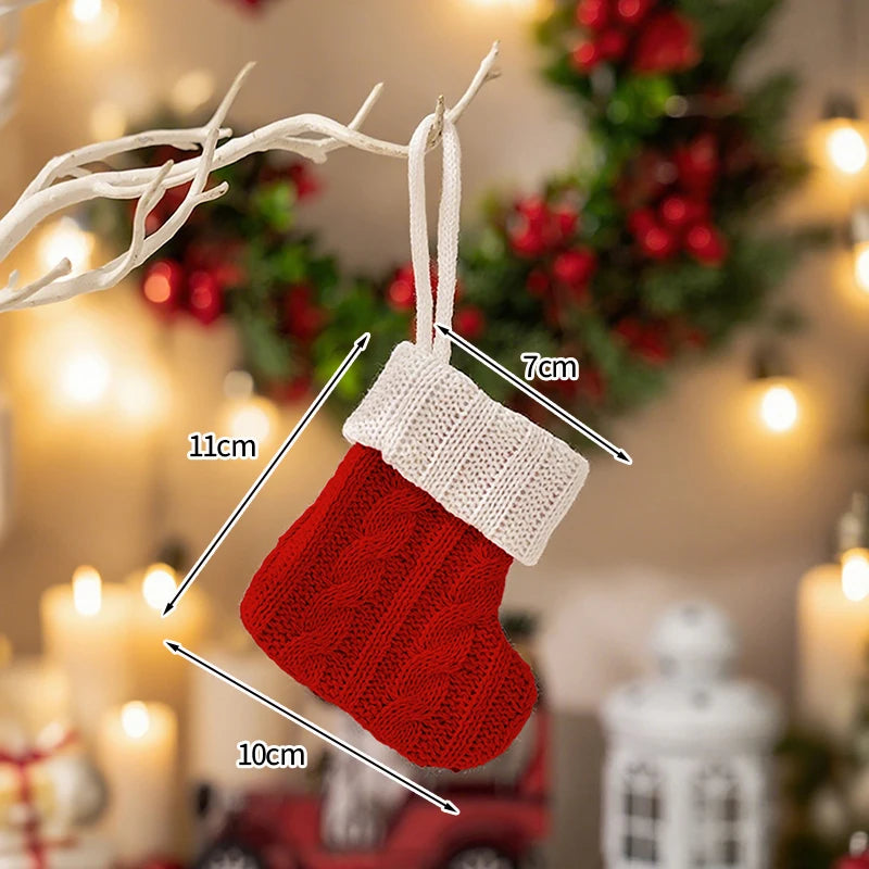 Chaussette Noël Crochet Rouge et Blanc