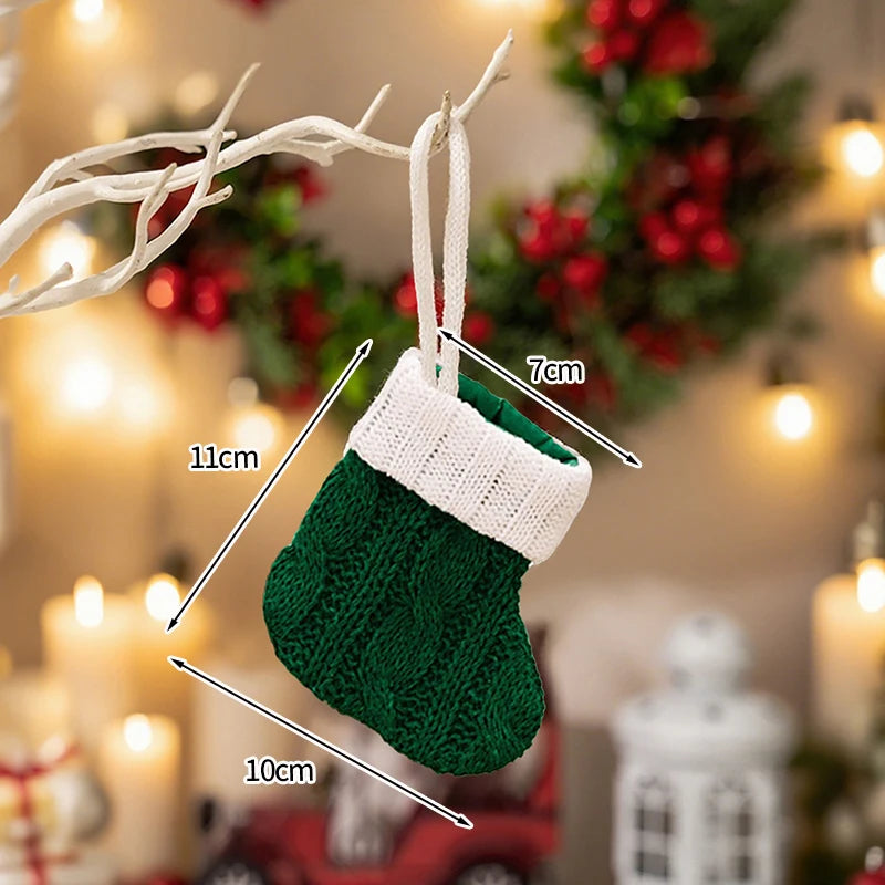 Chaussette Noël Crochet Vert et Blanc Chic