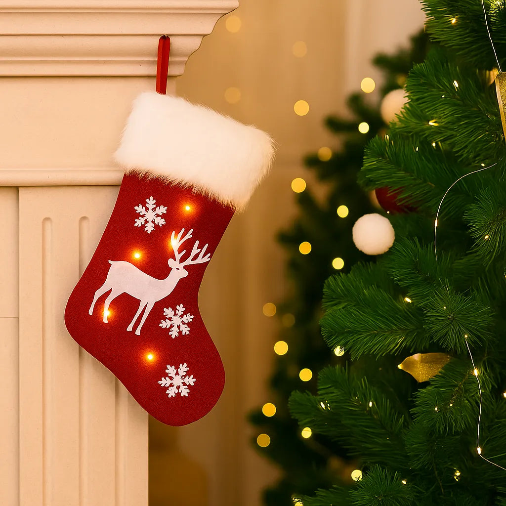 Chaussette Renne de Noël Lumineuse décoratif