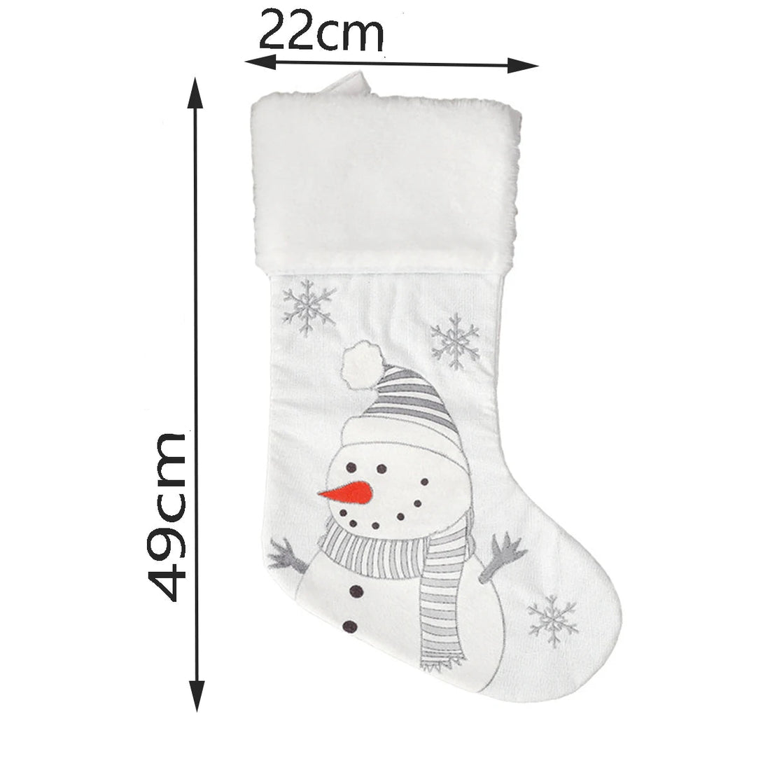 Chaussette de Noël Blanche Bonhomme de Neige chic