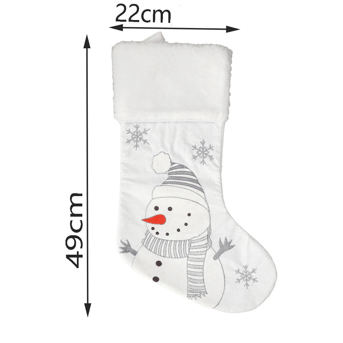 Chaussette de Noël Blanche Bonhomme de Neige chic