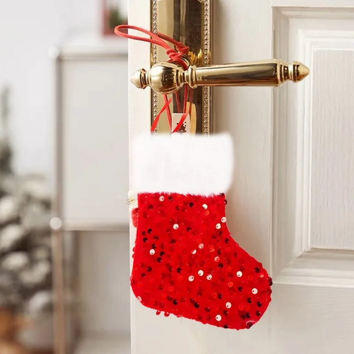 Chaussette de Noël Rouge à Sequins