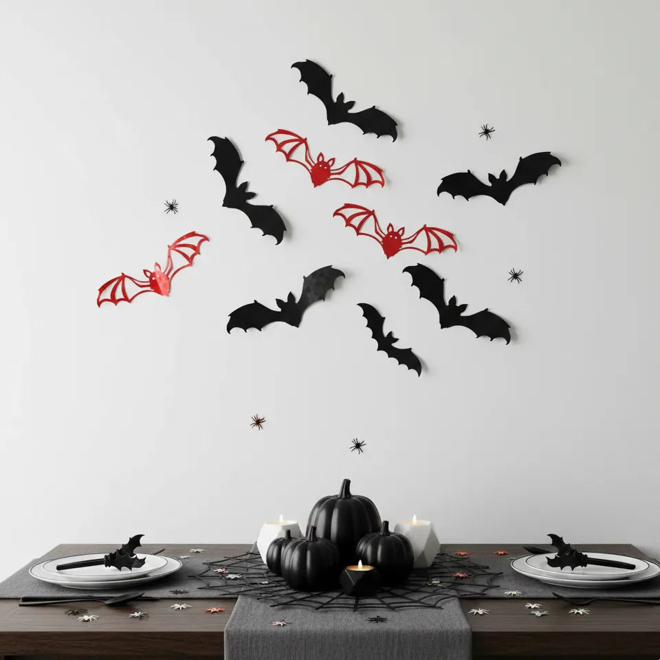 Chauves-souris 3D Muraux Rouges et Noirs