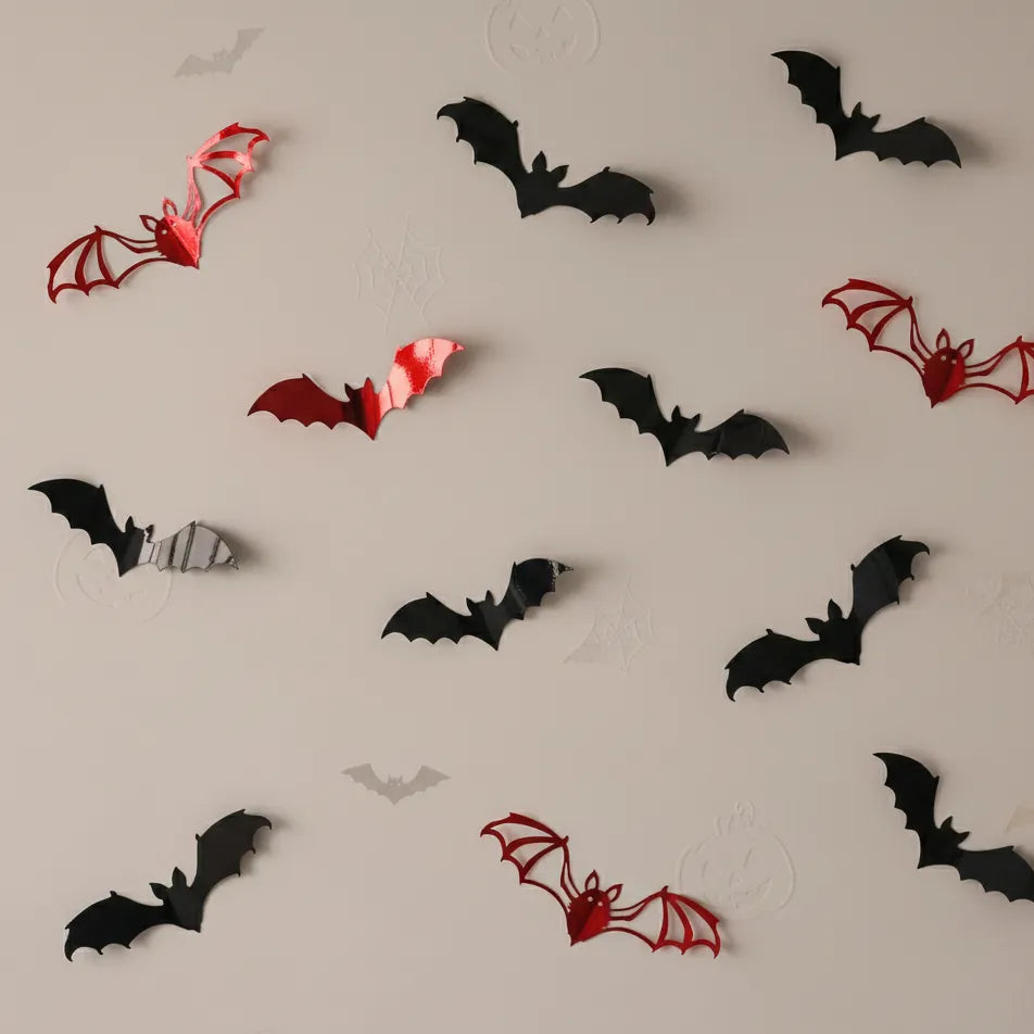 Chauves-souris 3D Muraux Rouges et Noirs