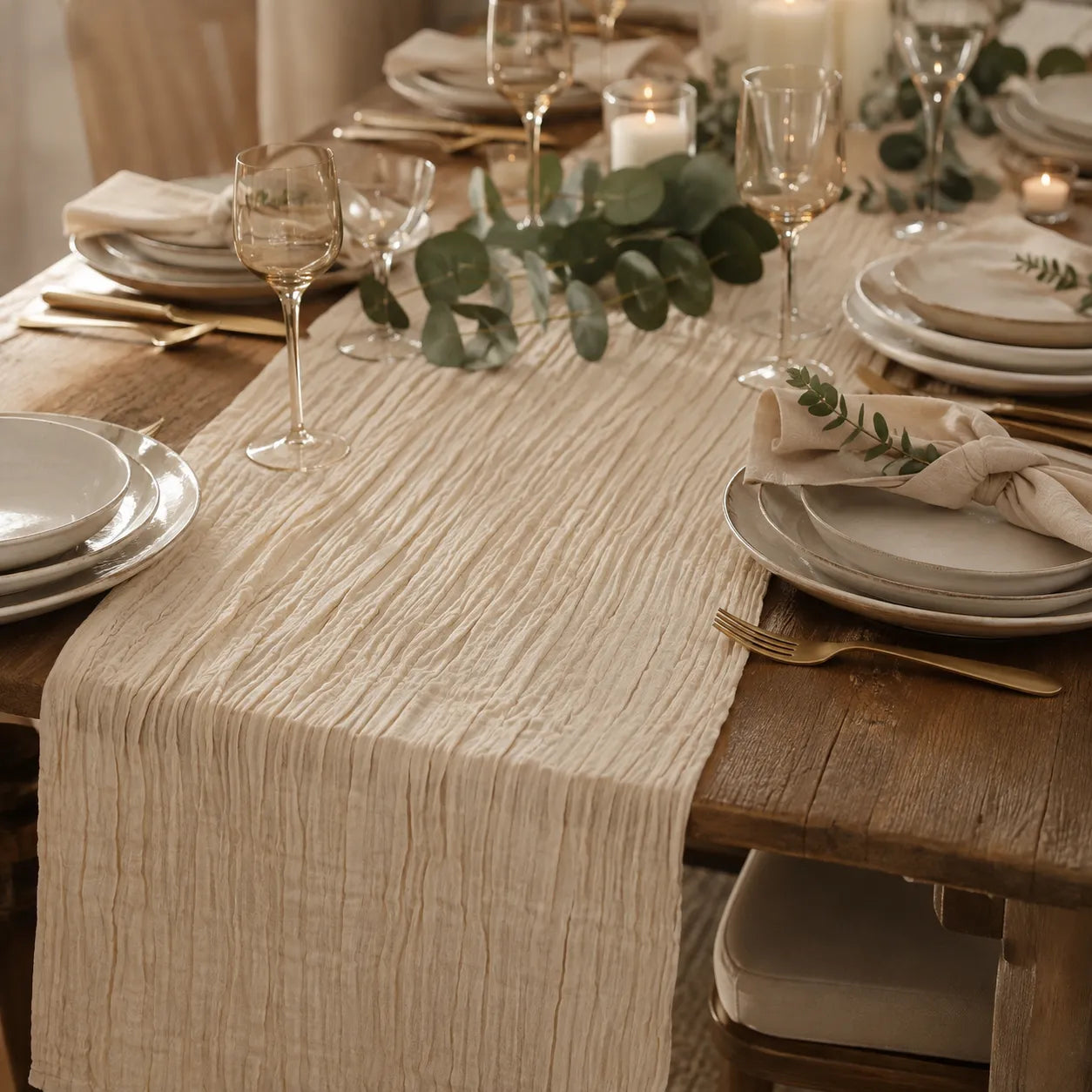 Chemin de Table Beige Mariage Design