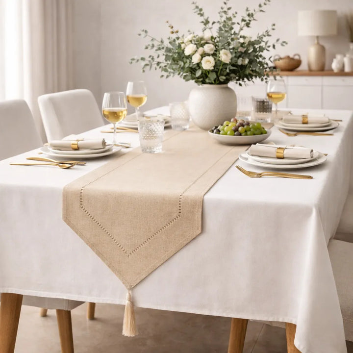 Chemin de Table Beige en Lin