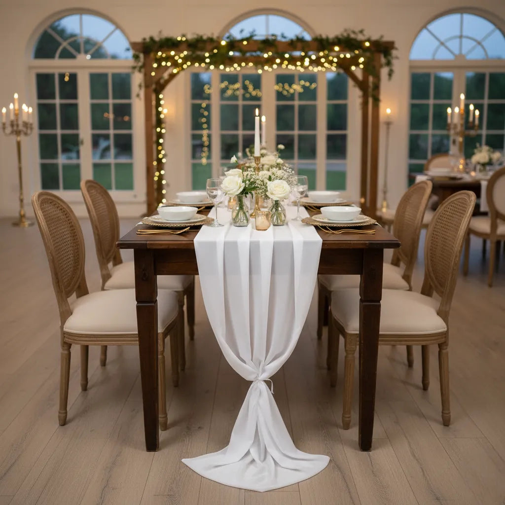 Chemin de Table Blanc Mariage Elégant