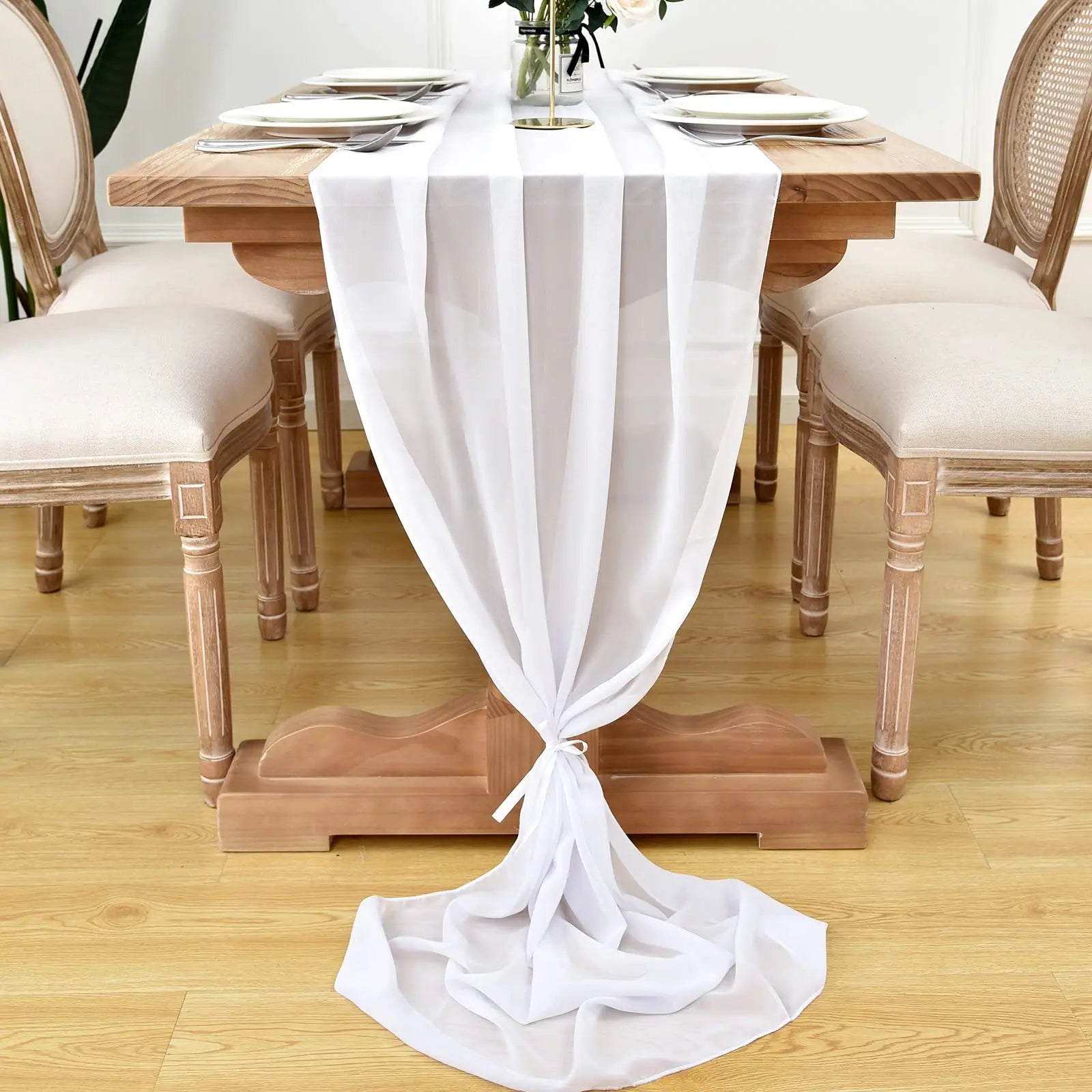 Chemin de Table Blanc Mariage Epuré