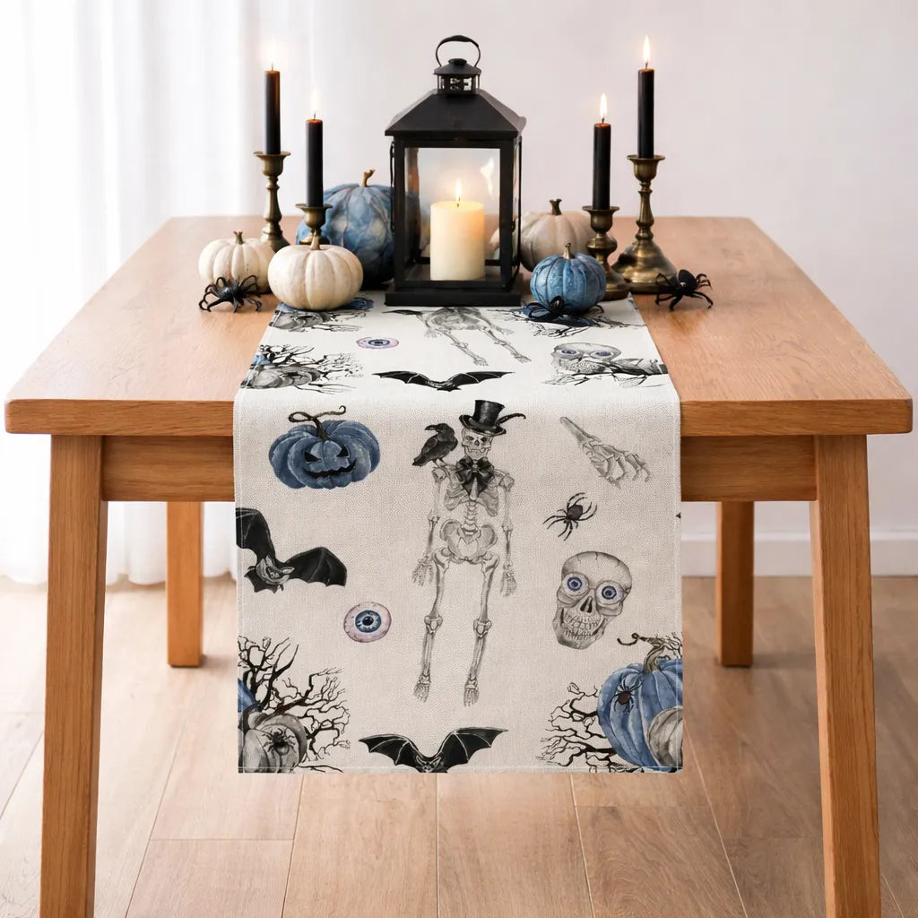 Chemin de Table Blanc Motif Halloween