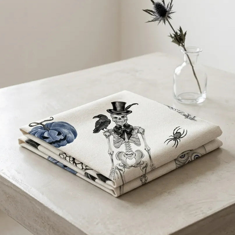 Chemin de Table Blanc Motif Halloween Unique