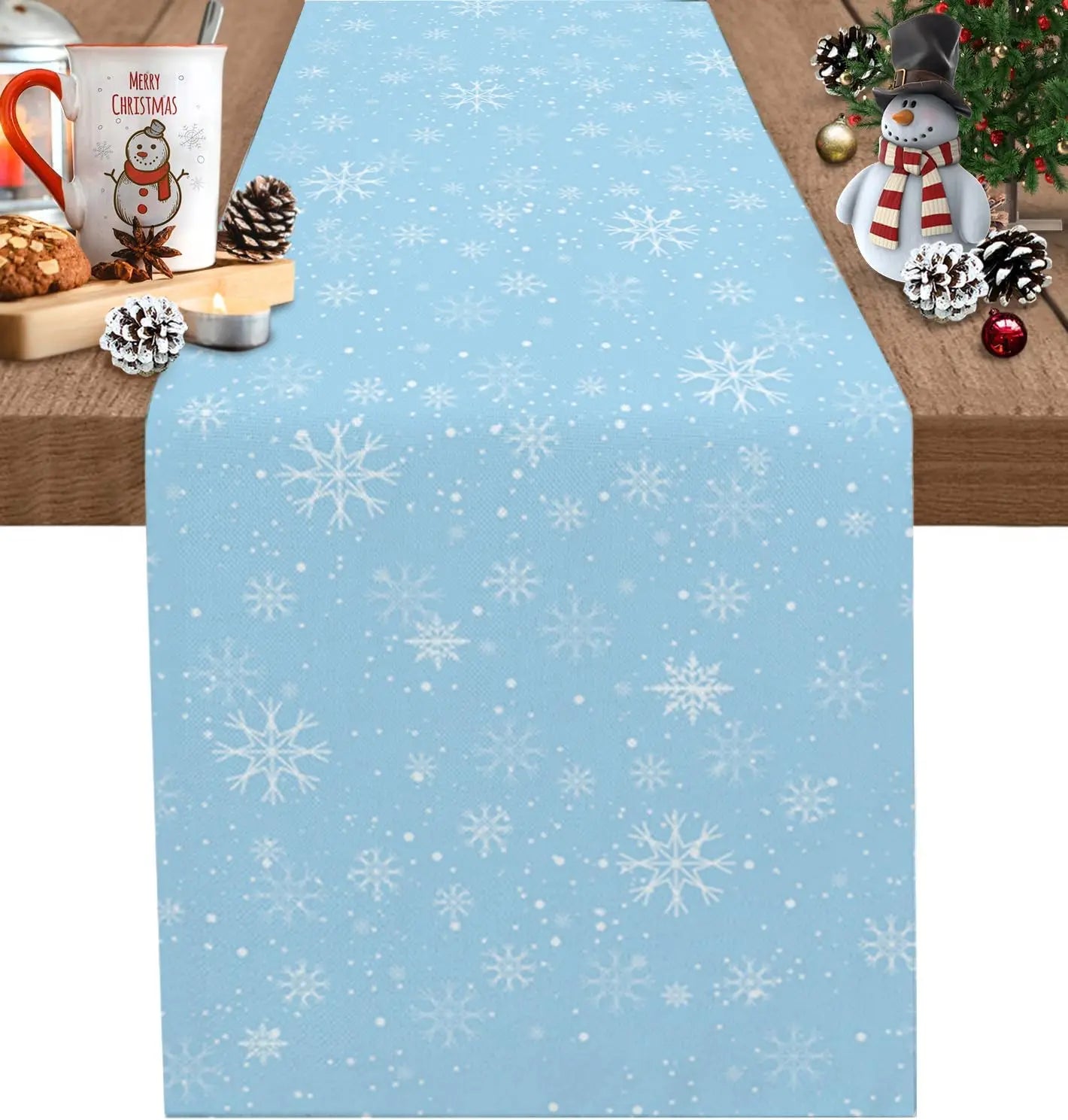 Chemin de Table Bleu à Flocons Stylé