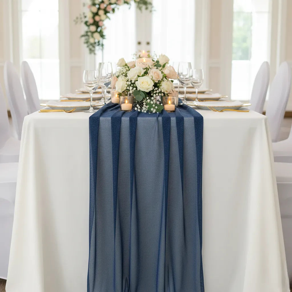 Chemin de Table Bleu Mariage
