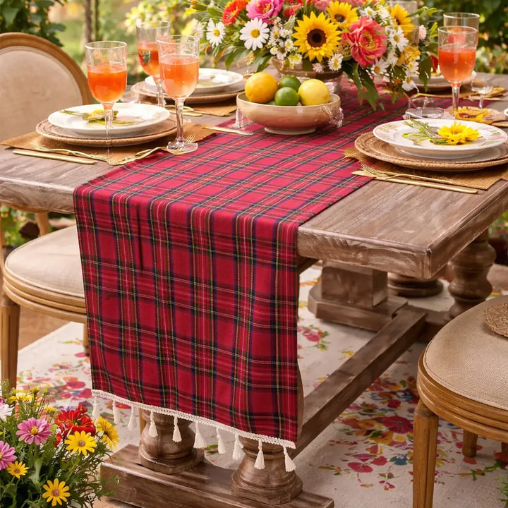 Chemin de Table Carreaux Rouge