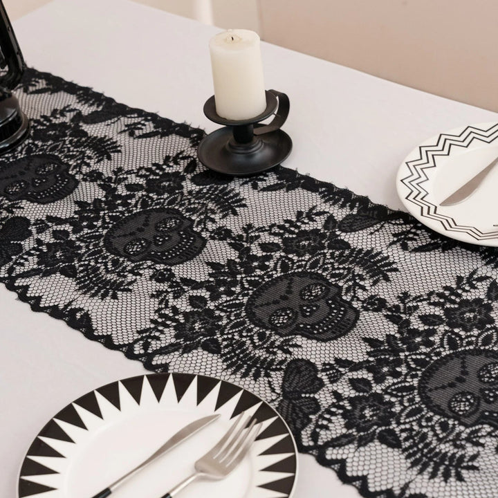 Chemin de Table Crâne en Dentelles Durable