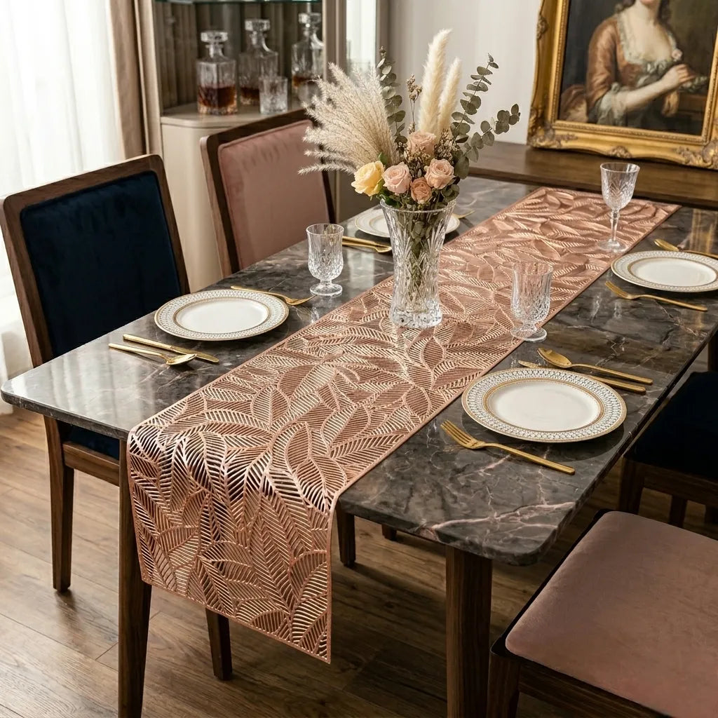 Chemin de Table Feuillage Rose Gold