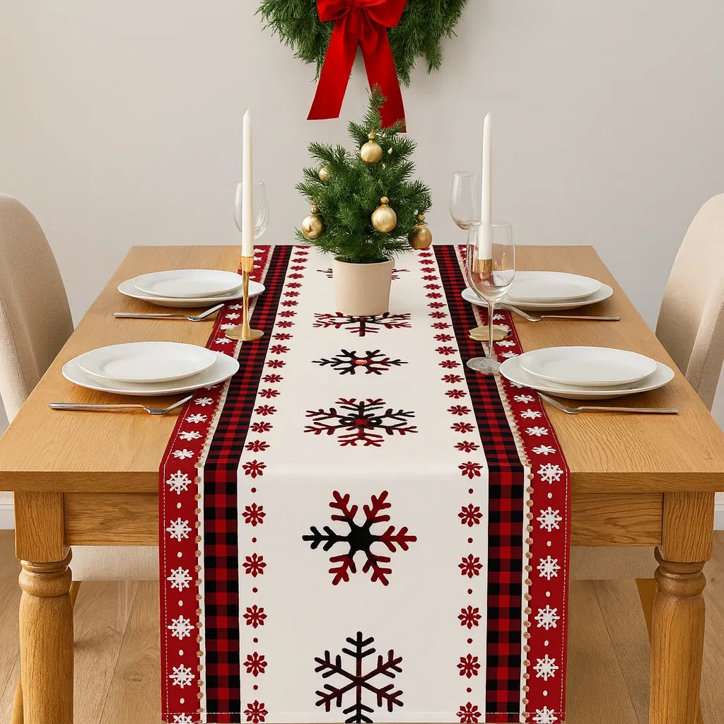 Chemin de Table Flocons de Neige Minimaliste