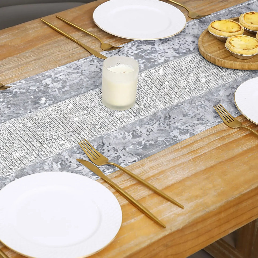 Chemin de Table Gris Mariage Chic