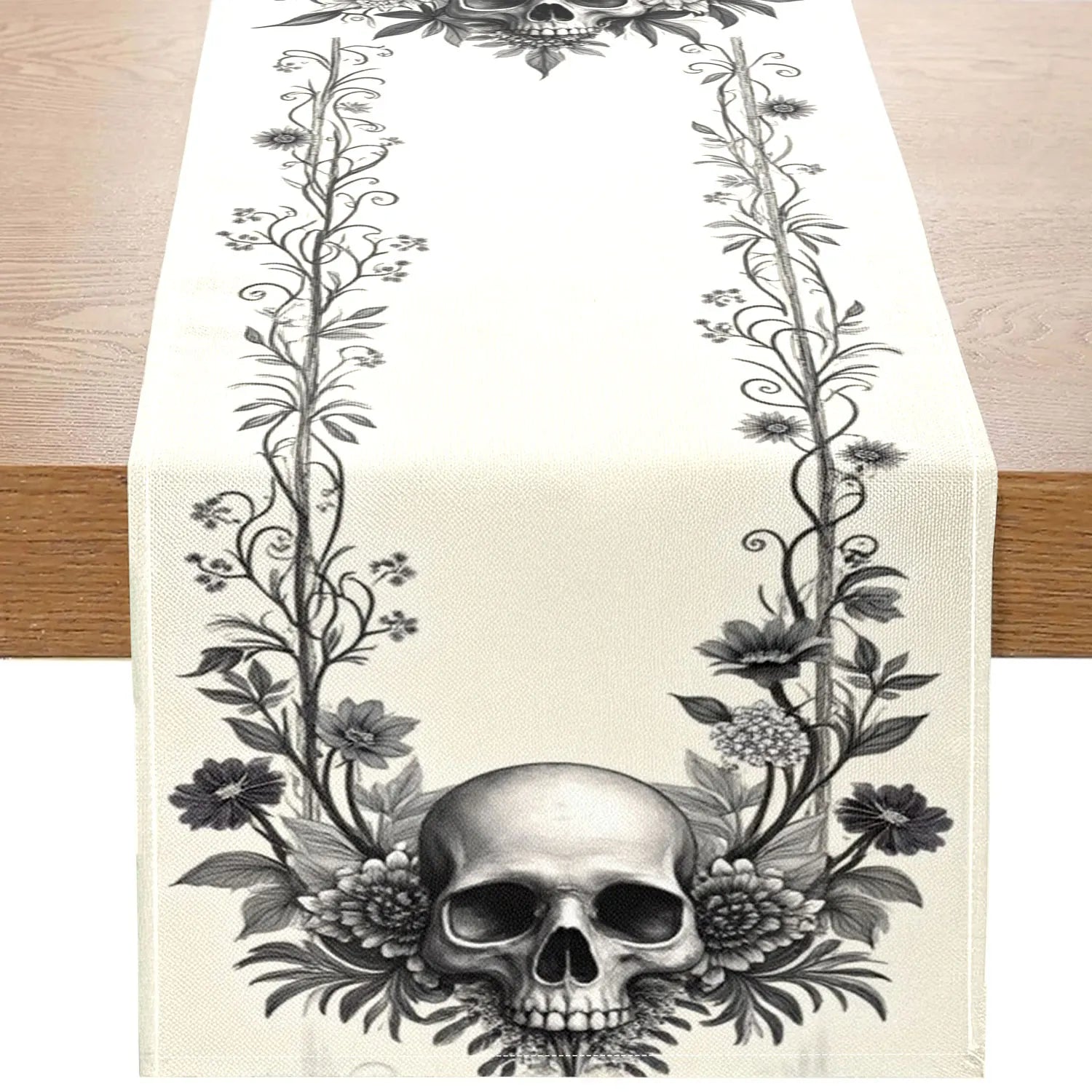 Chemin de Table Halloween Beige Crâne Durable