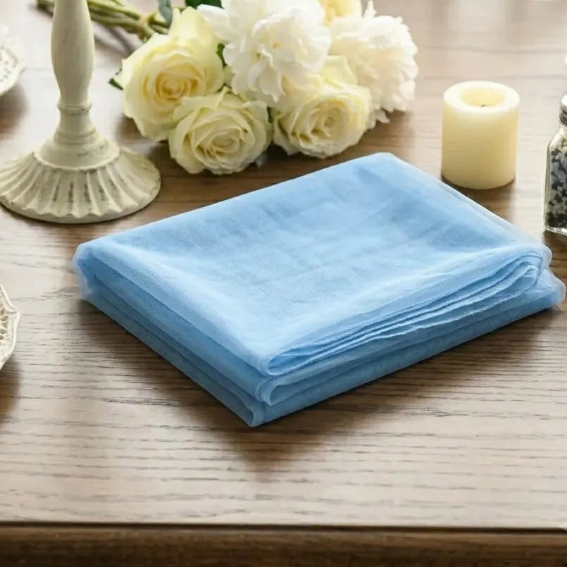 Chemin de Table Mariage Bleu Clair Transparent Unique