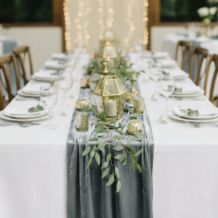 Chemin de Table Mariage Gris velouté