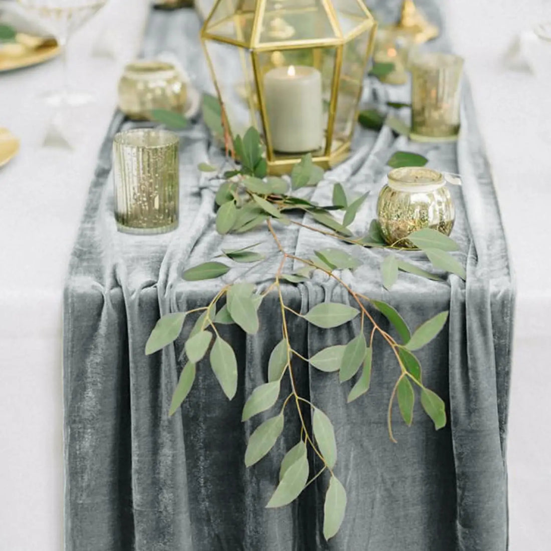 Chemin de Table Mariage Gris velouté Chic