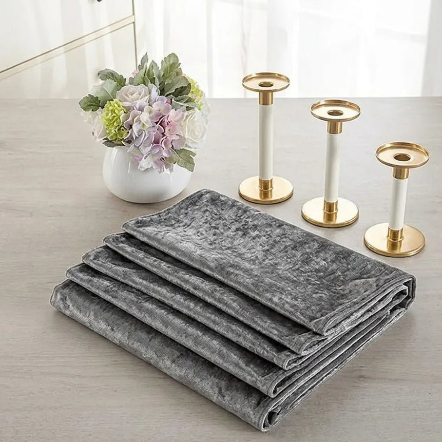 Chemin de Table Mariage Gris velouté Minimaliste