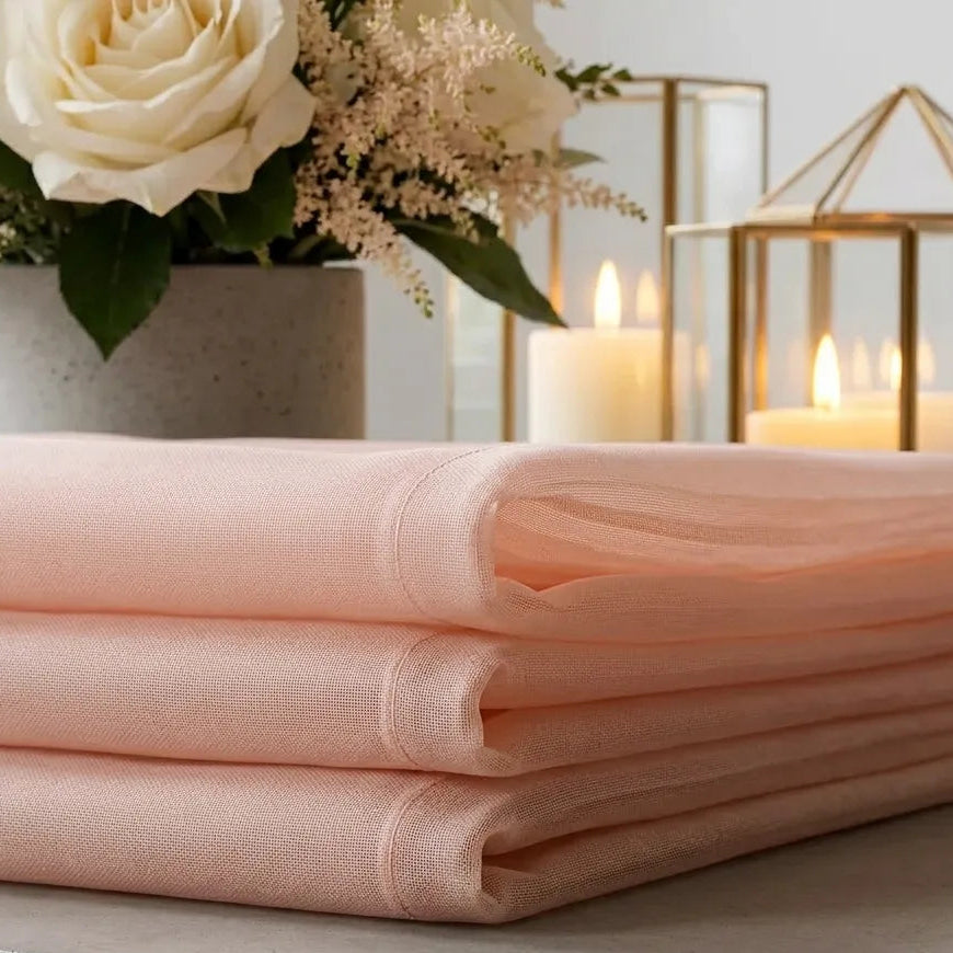 Chemin de Table Mariage Nude en Tulle Chic