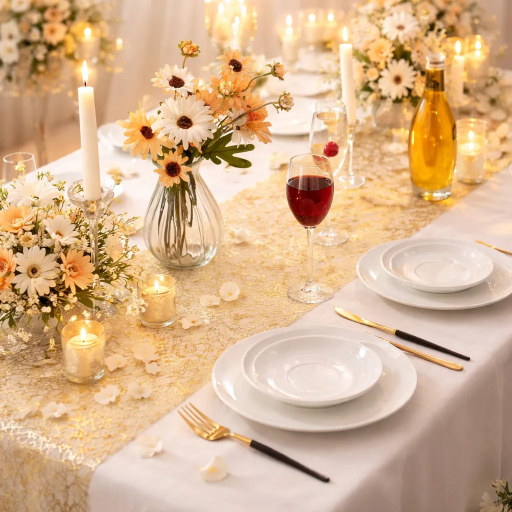 Chemin de Table Mariage Or