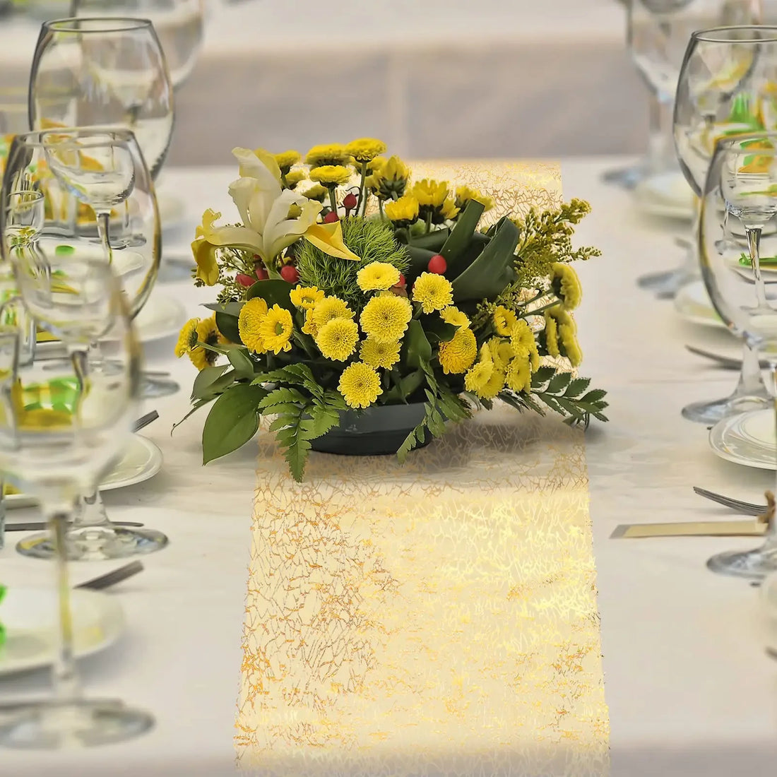 Chemin de Table Mariage Or Durable