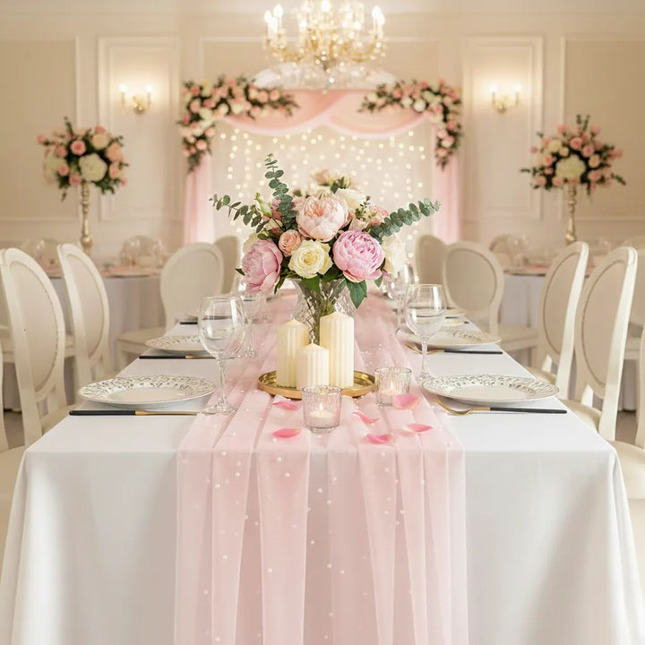 Chemin de Table Mariage Rose