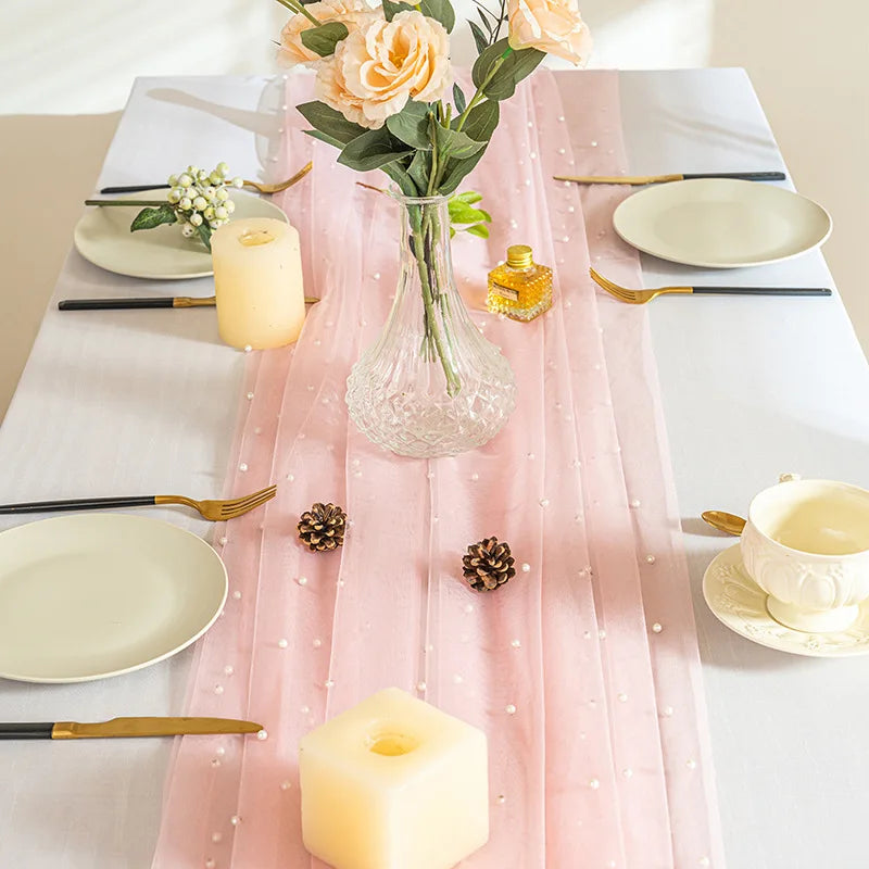 Chemin de Table Mariage Rose Chic