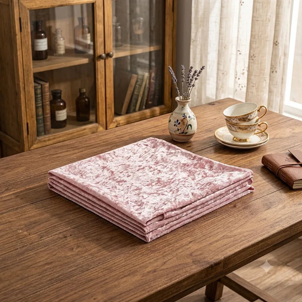 Chemin de Table Mariage Rose en Velours Minimaliste