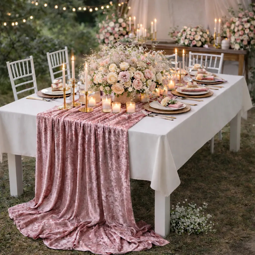 Chemin de Table Mariage Violet en Velours