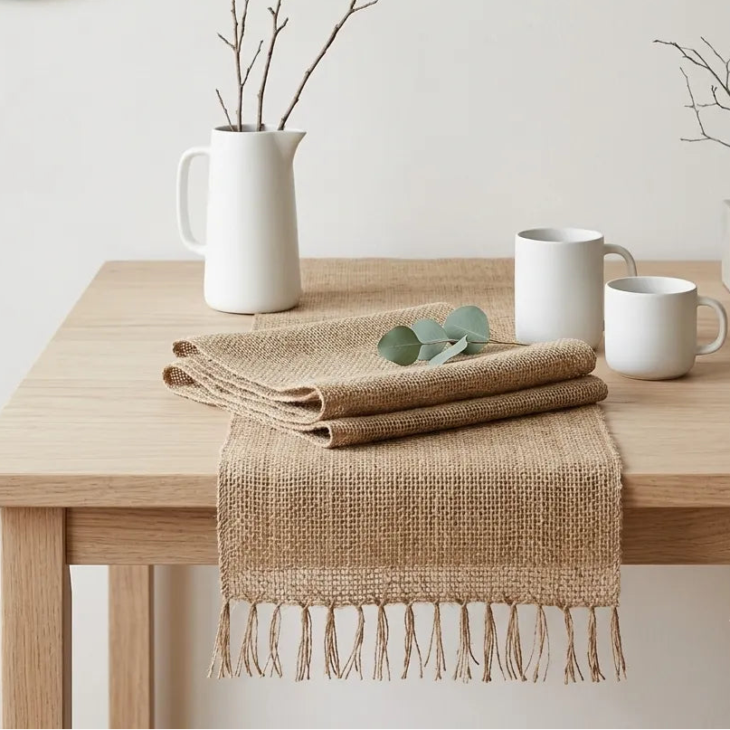 Chemin de Table Mariage en Jute Naturel Minimaliste