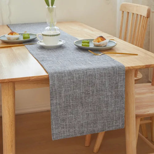 Chemin de Table Minimaliste en Lin Gris