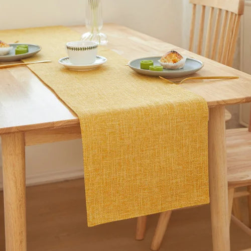 Chemin de Table Minimaliste en Lin Jaune