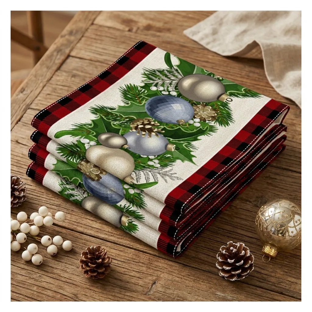 Chemin de Table Motif Végétal Boules Minimaliste