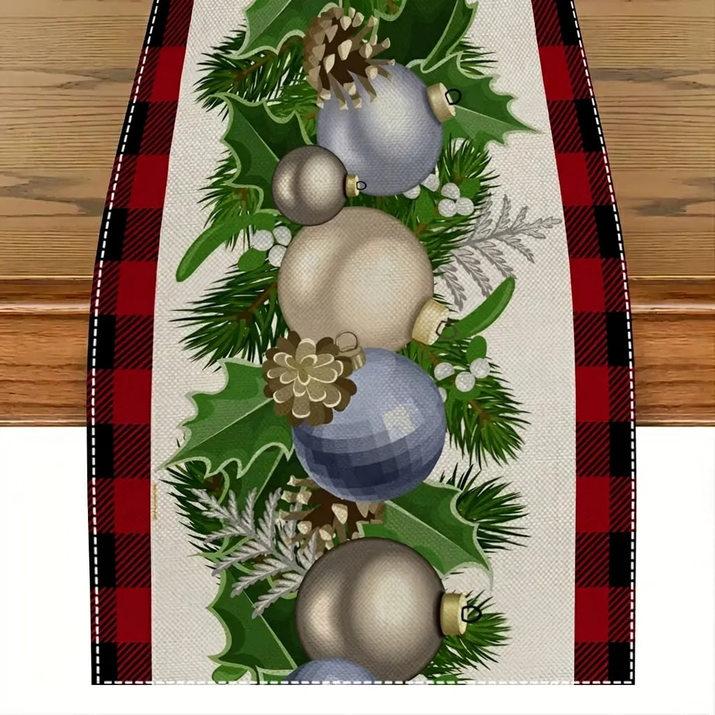 Chemin de Table Motif Végétal Boules Unique
