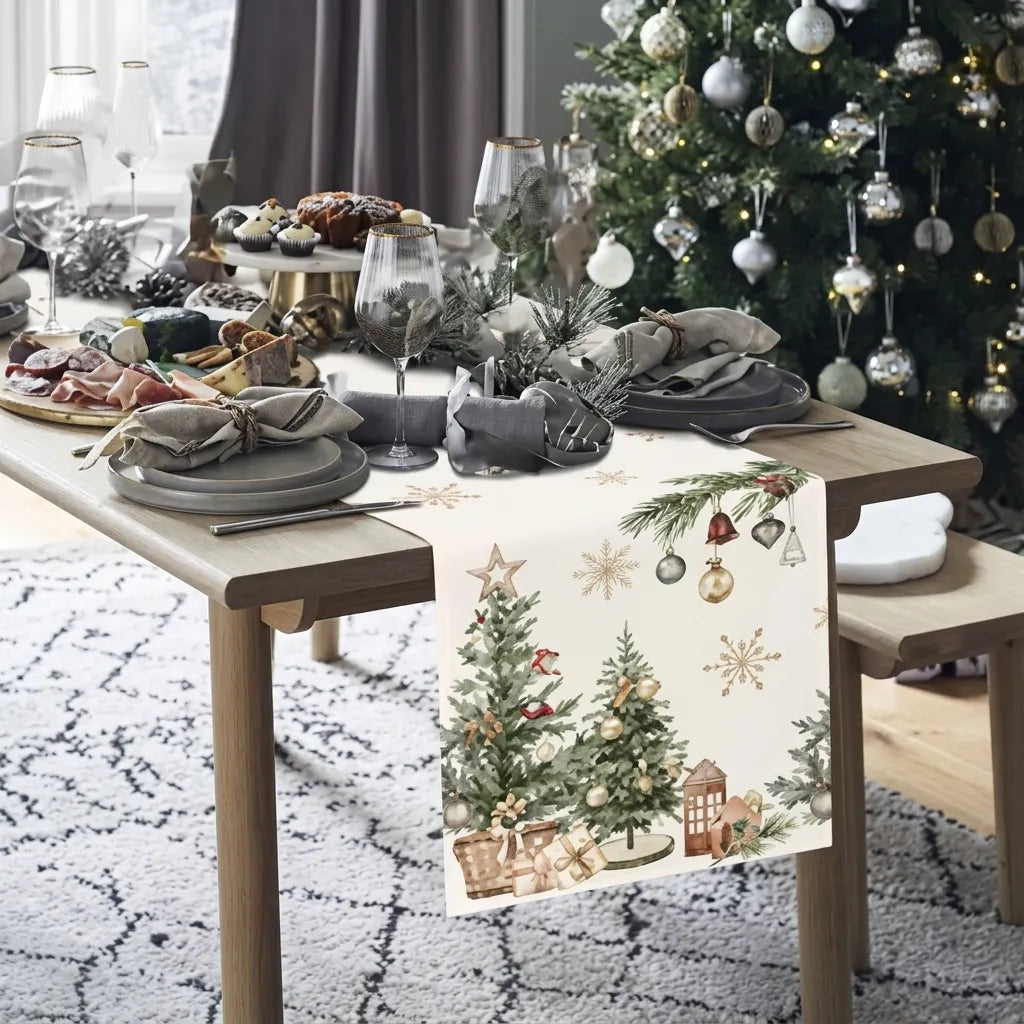 Chemin de Table Noël Blanc Elégant Unique
