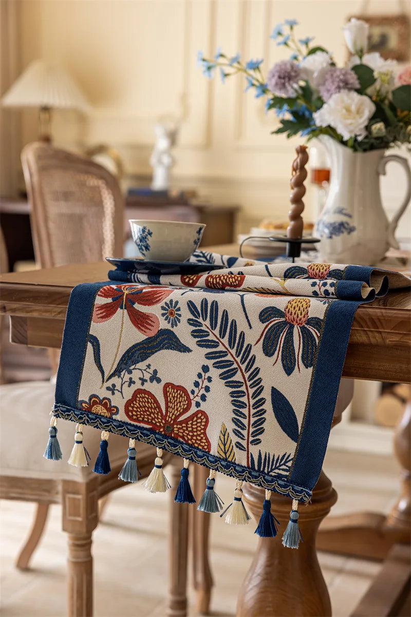 Chemin de Table Noël Blanc et Bleu