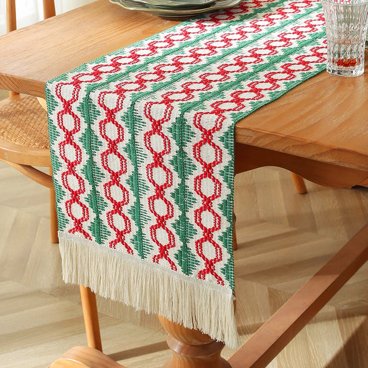 Chemin de Table Noël Boho à Franges