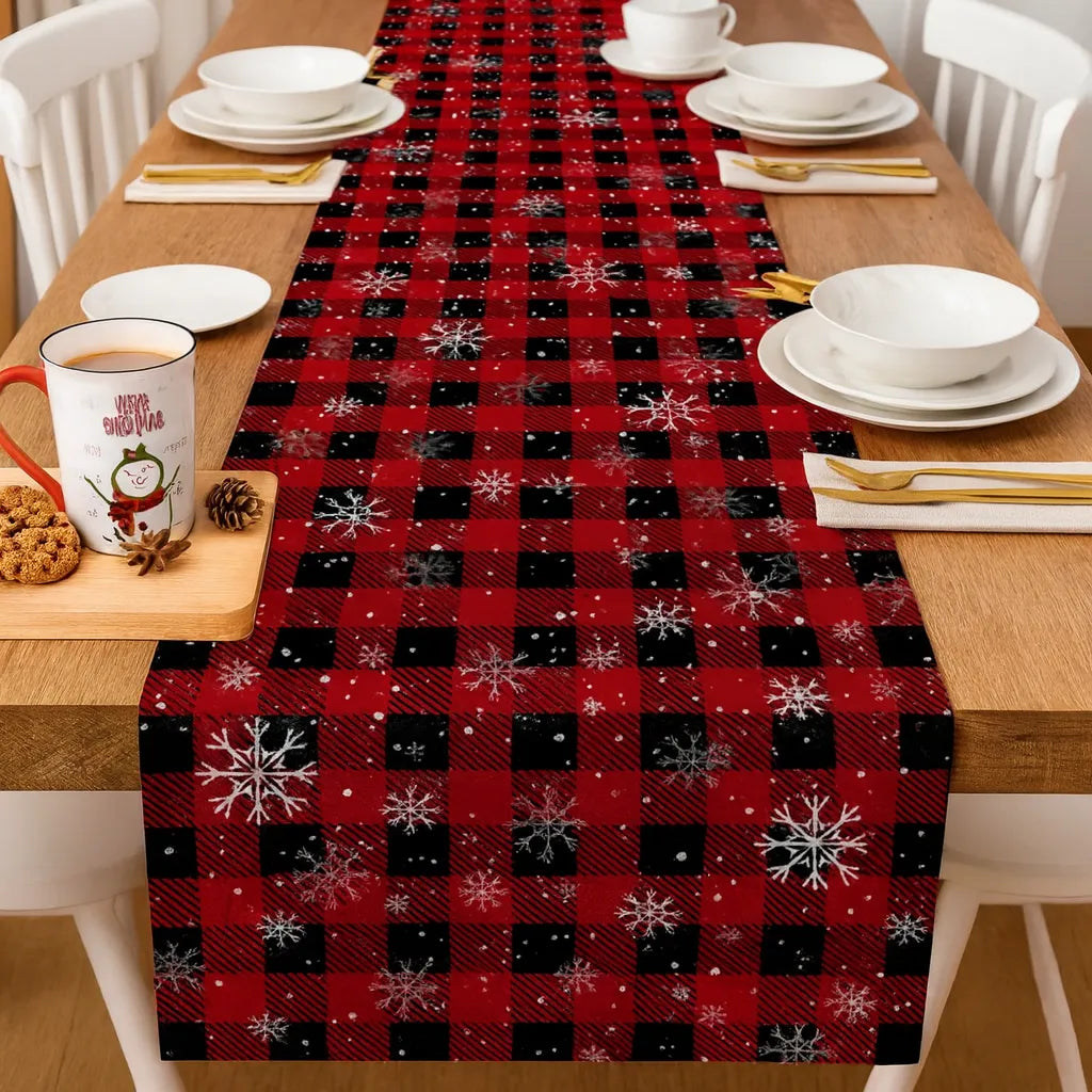 Chemin de Table Noël Carreaux à Flocons Minimaliste