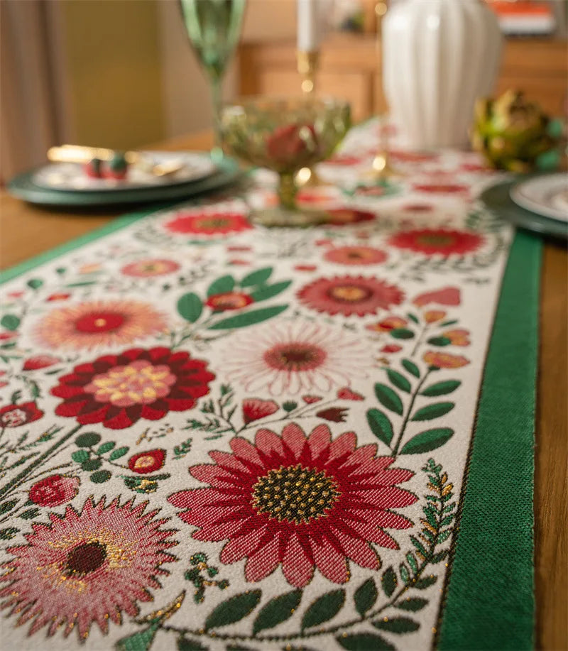 Chemin de Table Noël à Motifs Floraux