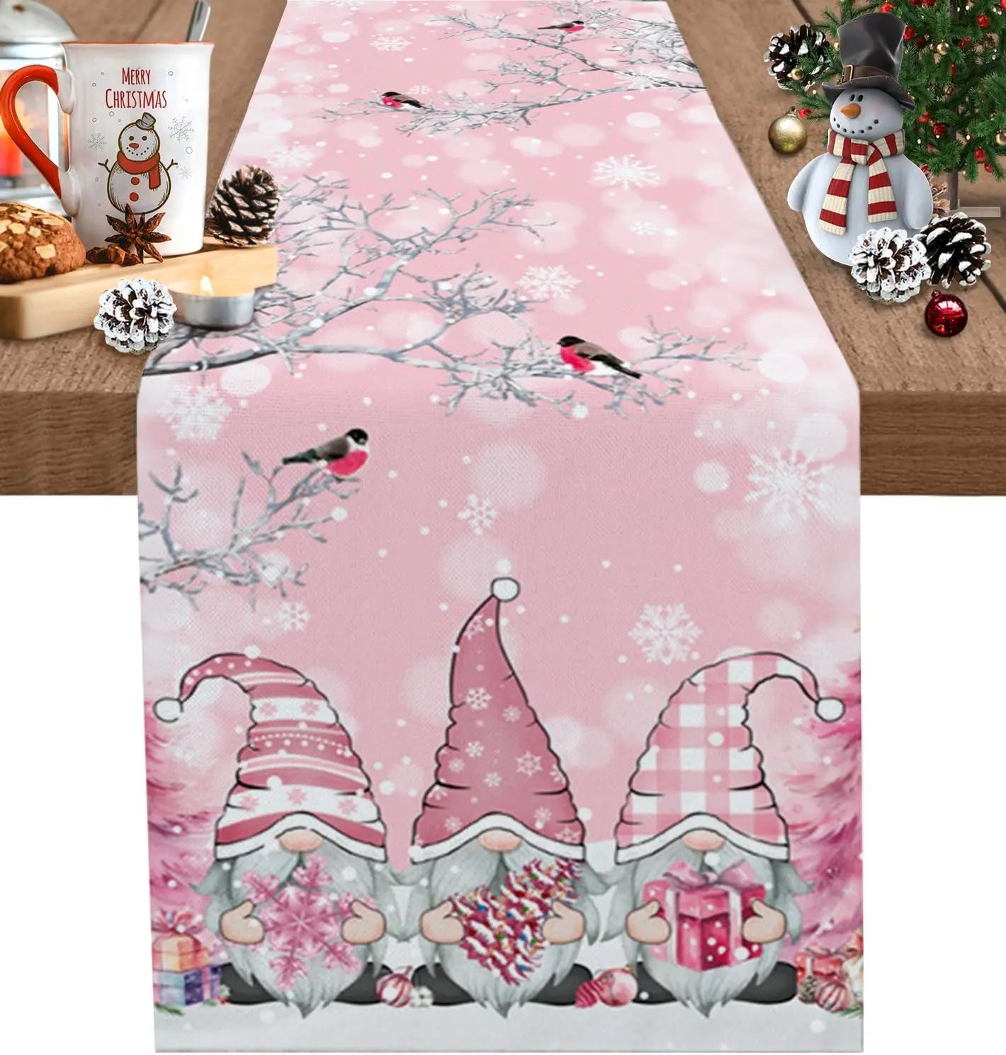 Chemin de Table Noël Rose