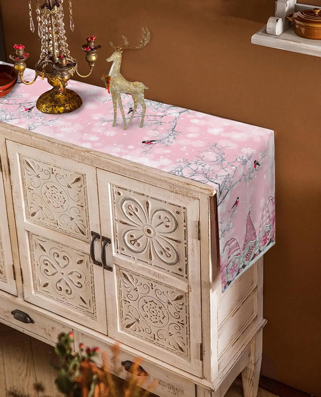 Chemin de Table Noël Rose Fantaisie