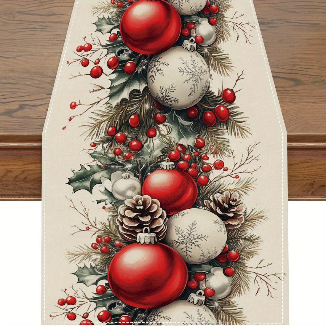 Chemin de Table Noël Rouge et Blanc Chic