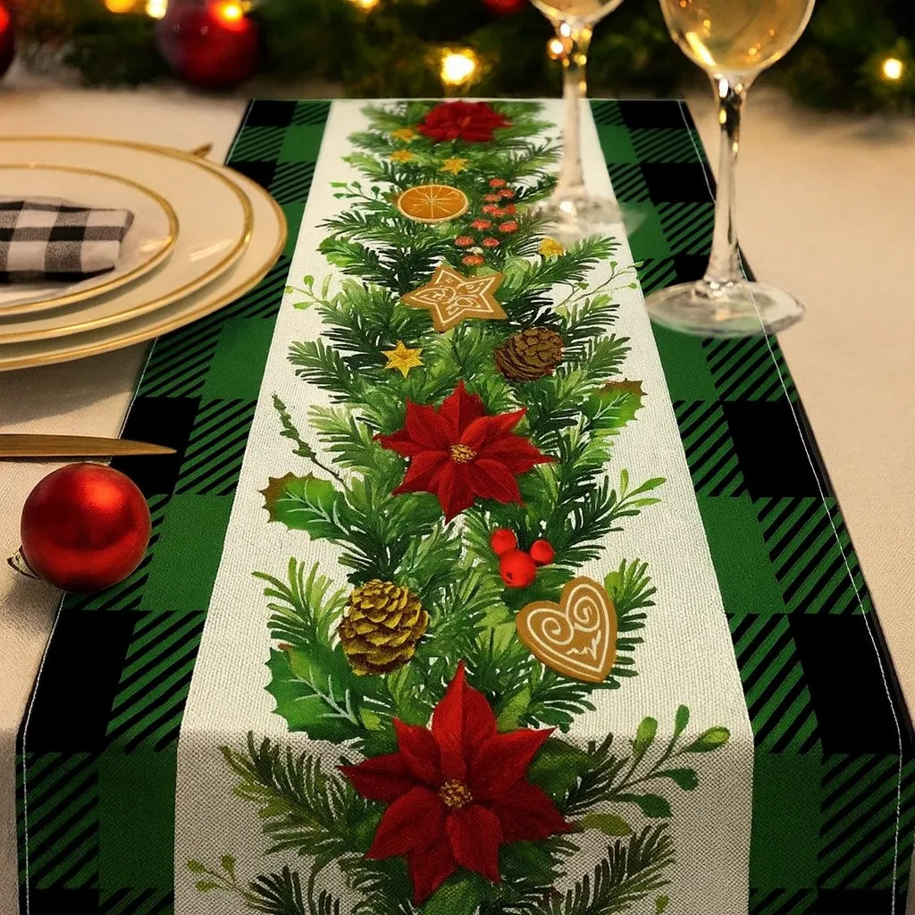 Chemin de Table Noël Vert Design Festif