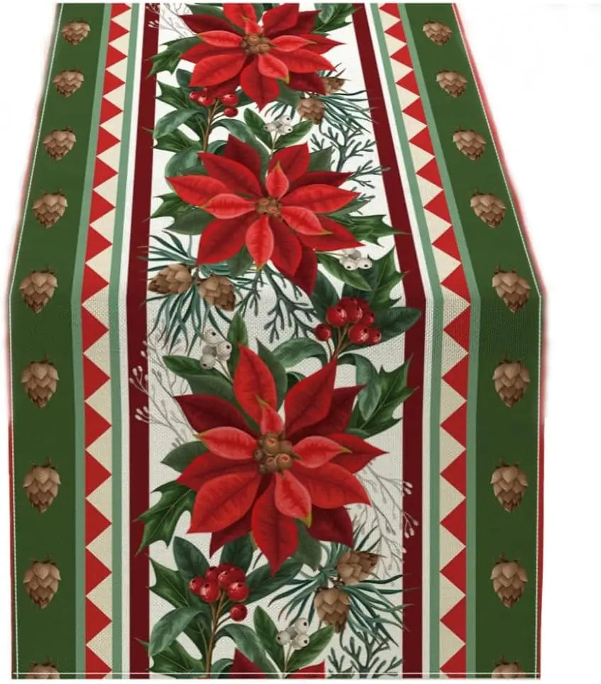 Chemin de Table Noël Vert Pommes de Pin