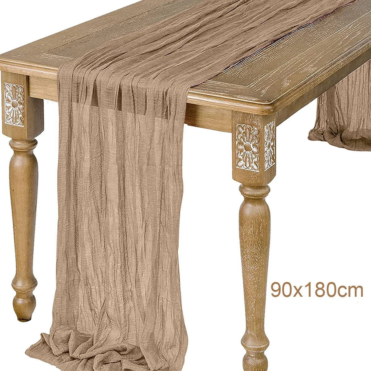 Chemin de Table Noël en Gaze Marron