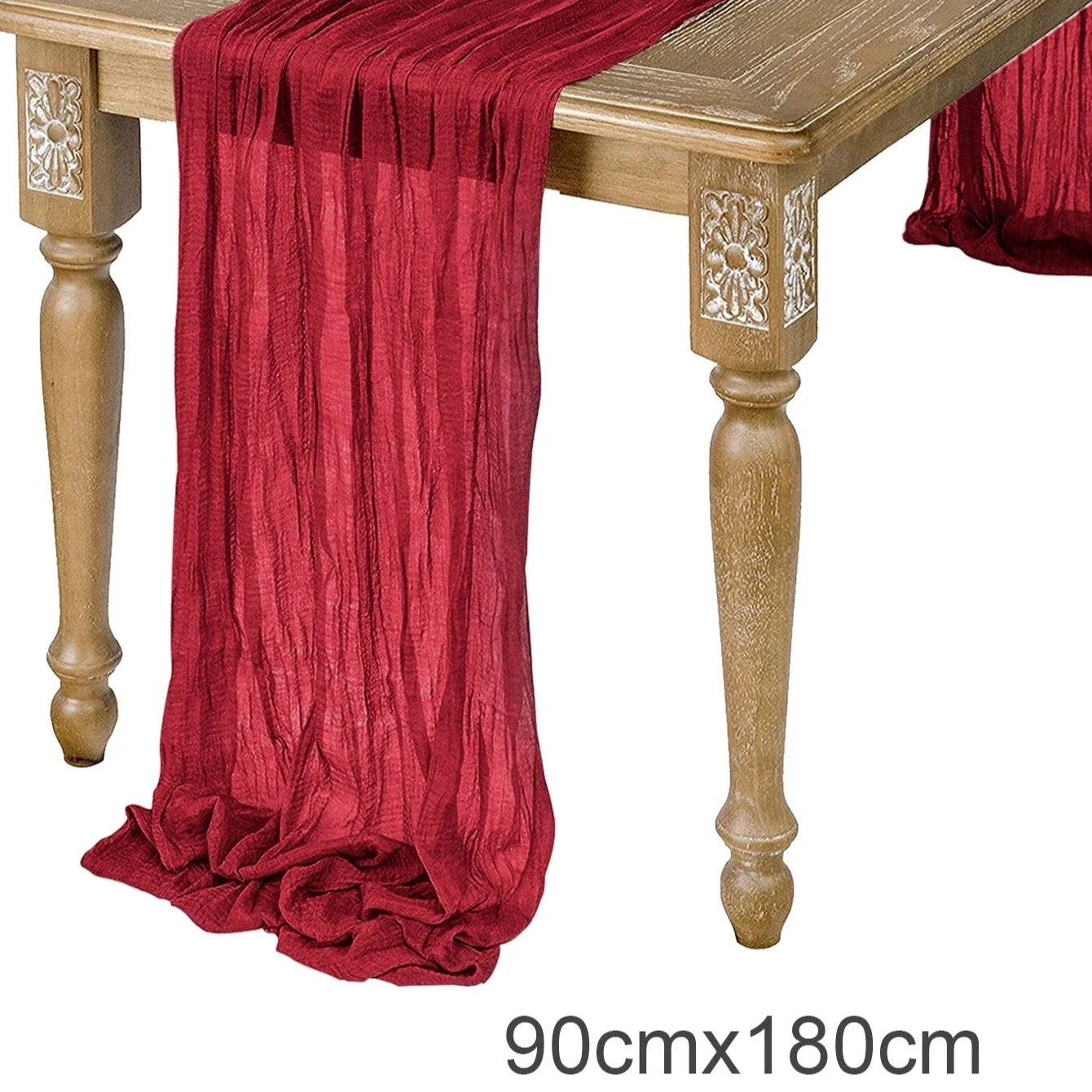 Chemin de Table Noël en Gaze Rouge